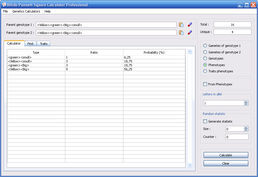 Bifido Punnett Square Calculator Pro Screenshot